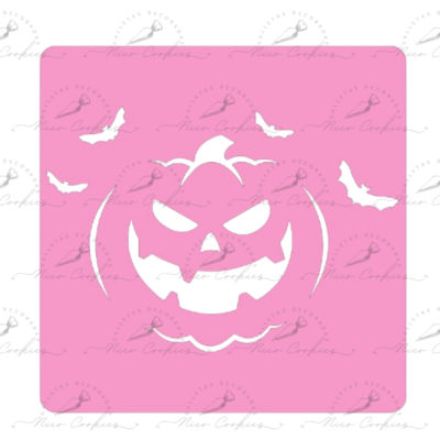 Stencil Calabaza con Murciélagos