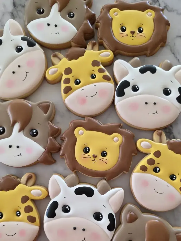 Galletas de animalitos con vacas, leones y jirafas