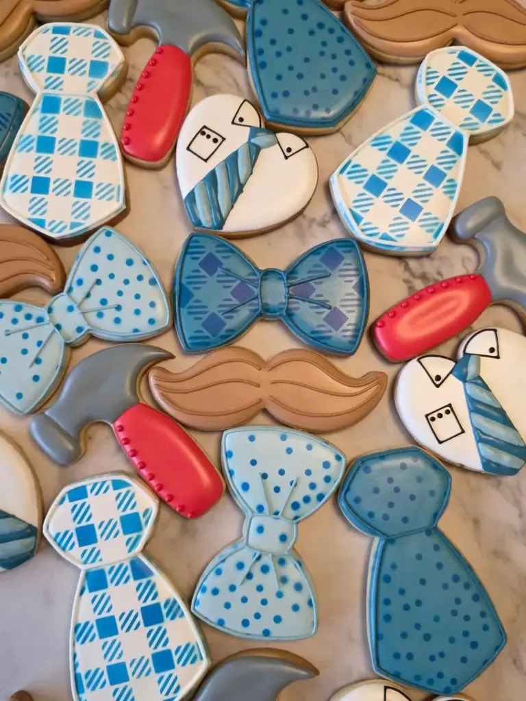 Galletas para el Día del Padre con corbatas, humitas, bigotes y camisas